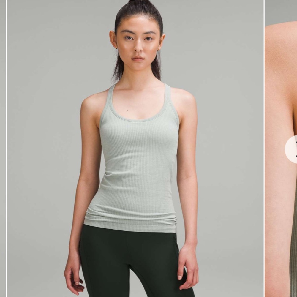 GUC Lululemon Ebb to Street Tank Top *Light Support, B/C Cup - Jade Grey. Size 6